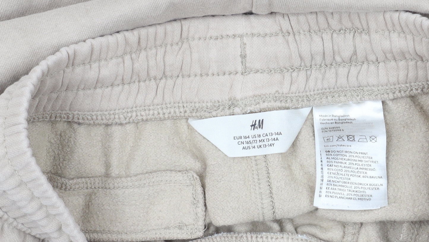 H&M Girls Beige Jogger Trousers 13-14 Years NASA Theme
