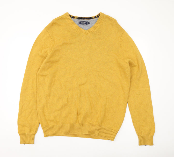 Maine New England Men's Yellow V-Neck Pullover, Size L