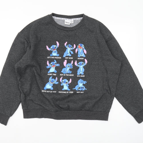 Disney Women’s Grey Stitch Sweatshirt M Pullover