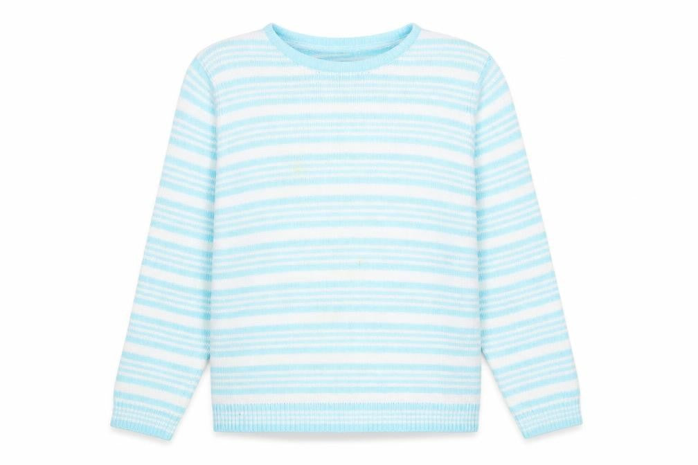 Front view of EWM Pure Classics Women's Blue Striped Pullover M