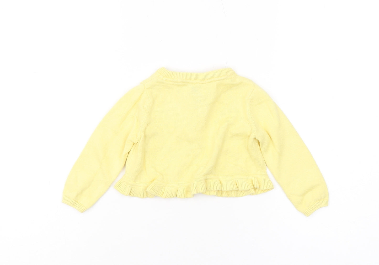 Monsoon Baby Yellow Cardigan, Floral, 6-9 Months, Cotton Knit