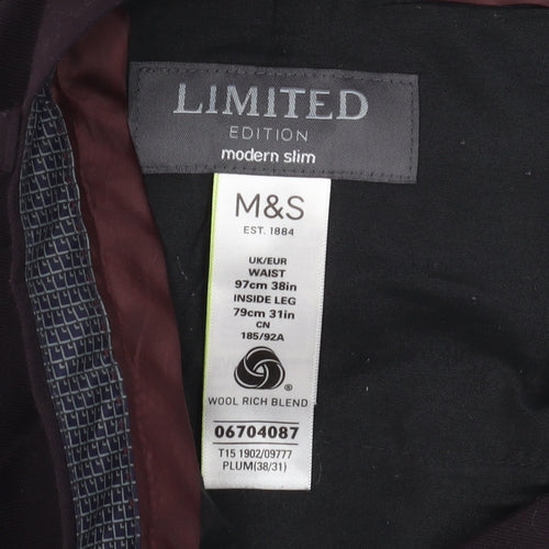 Marks and Spencer Men's Black Slim Trousers Size 38