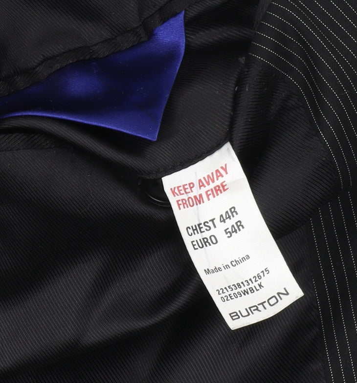 Burton Men's Black Striped Blazer, 44R, Formal Jacket