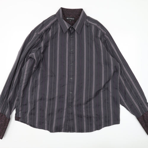 Marks and Spencer Men's Black Striped Long Sleeve Shirt 2XL