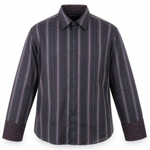 Marks and Spencer Men's Black Striped Long Sleeve Shirt 2XL