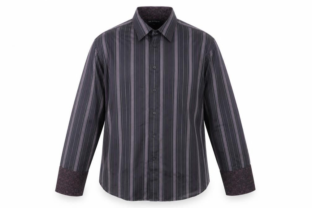 Marks and Spencer Men's Black Striped Long Sleeve Shirt 2XL