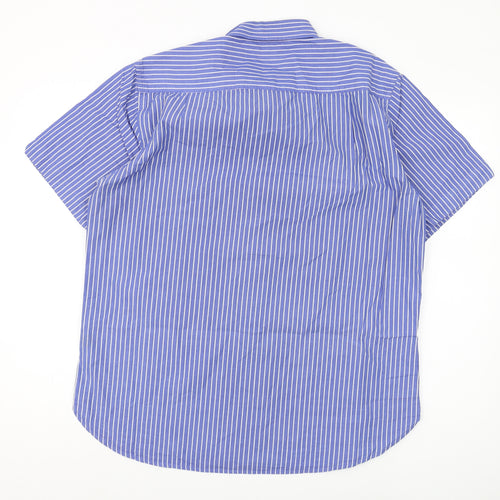 Samuel Windsor Men's Blue Striped Short Sleeve Shirt L