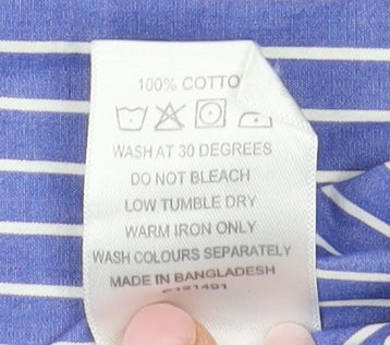 Samuel Windsor Men's Blue Striped Short Sleeve Shirt L