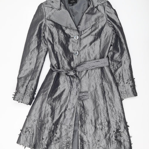 Per Una Women's Grey Trench Coat Size 8 - Elegant & Formal