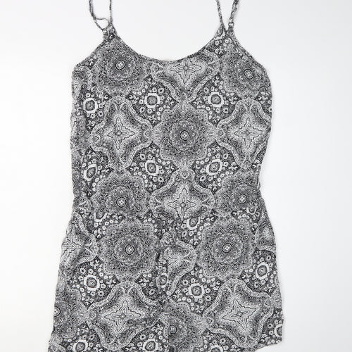 Jacqueline de Yong Black Geometric Playsuit Size 12