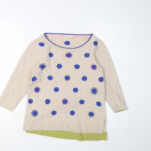 White Stuff Women's Beige Polka Dot Pullover Jumper, Size 8