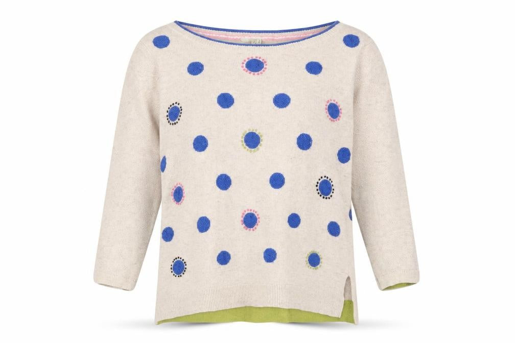 Front view of White Stuff Women's Beige Polka Dot jumper, size 8