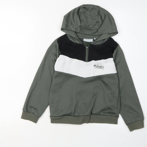 McKenzie Boys Green Colourblock Hoodie 6-7Y 1/4 Zip Casual
