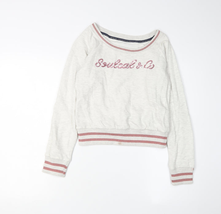 SoulCal & Co White Teens Sweatshirt, Pullover, Boat Neck