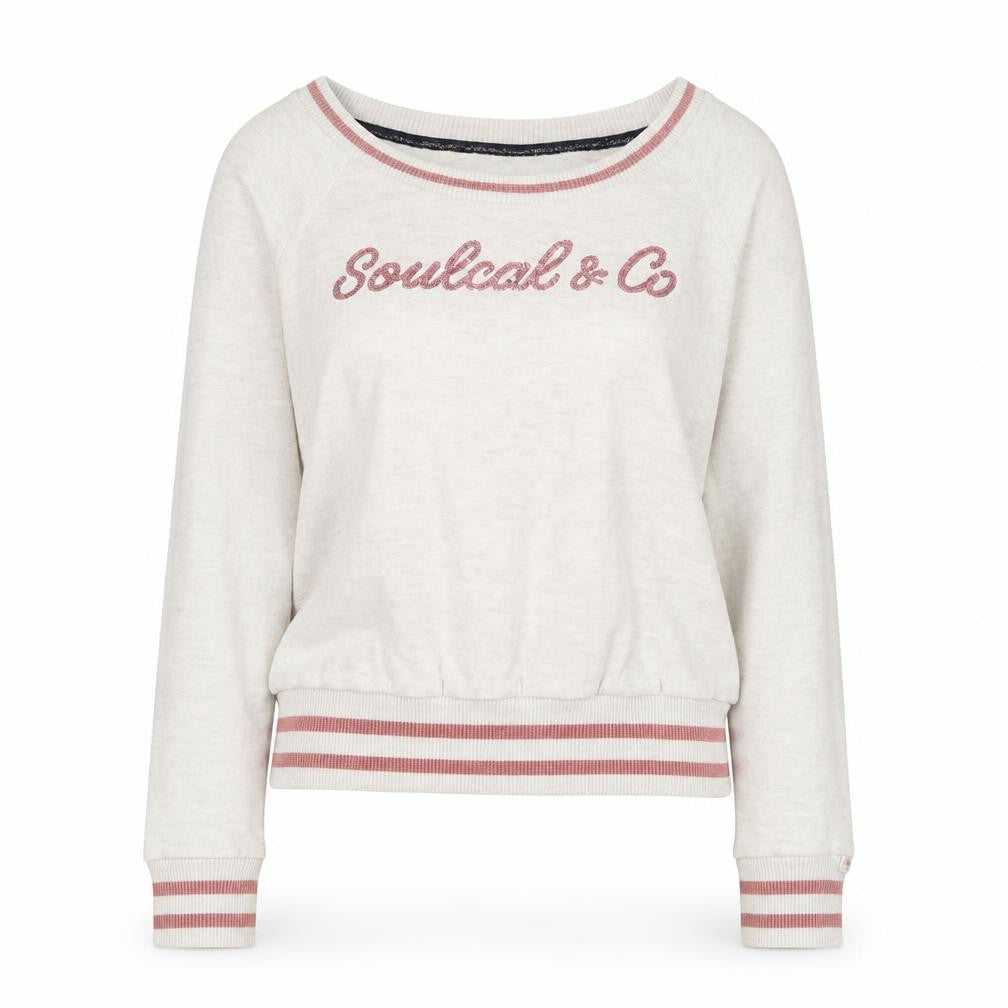 Front view of SoulCal White Teens Sweatshirt, Pullover, Boat Neck