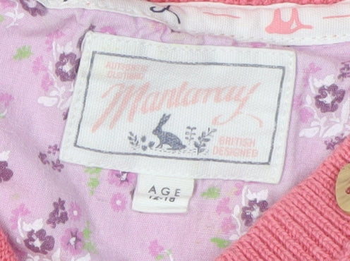 Mantaray Girls Pink Cotton Cardigan 12-18 Months