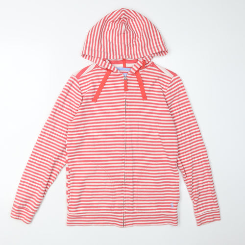 Joules Women's Red Hooded Full Zip Striped Hoodie