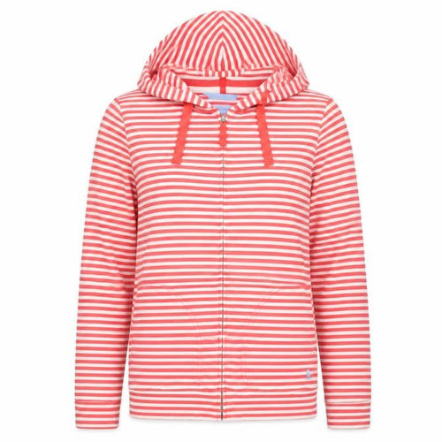 Joules Women's Red Hooded Full Zip Striped Hoodie
