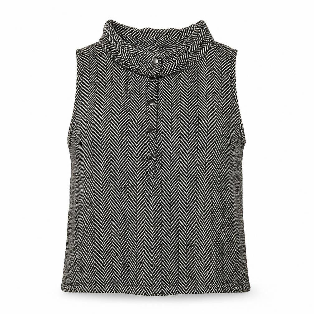 Front view of J. Crew Women's Black Silk Sleeveless Blouse, size 8