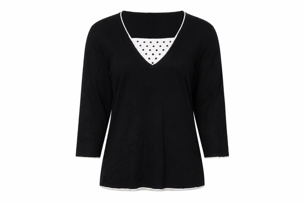 Front view of Eastex Women's Black V-Neck Jumper, size 10