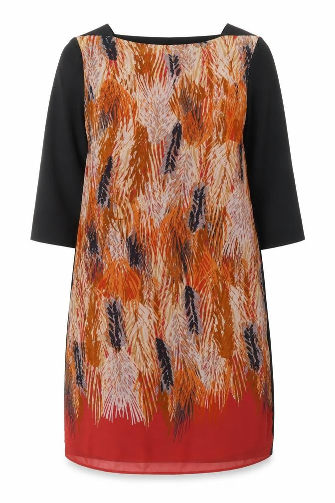 Front view of Laura Ashley Women’s Black Multicoloured Shift Dress 10