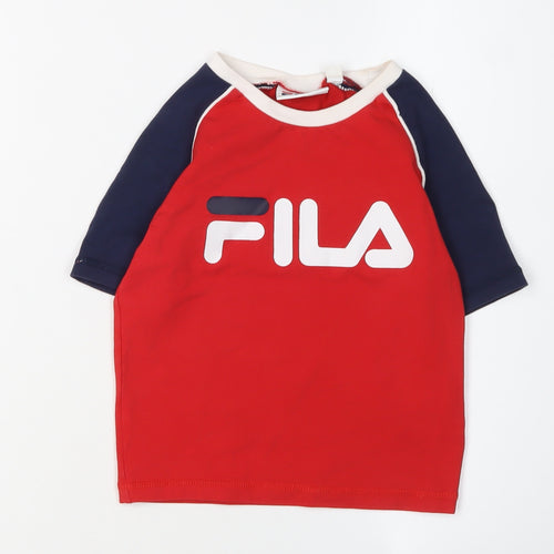 Fila Boys Red Graphic Print T-Shirt, Size 4 Years