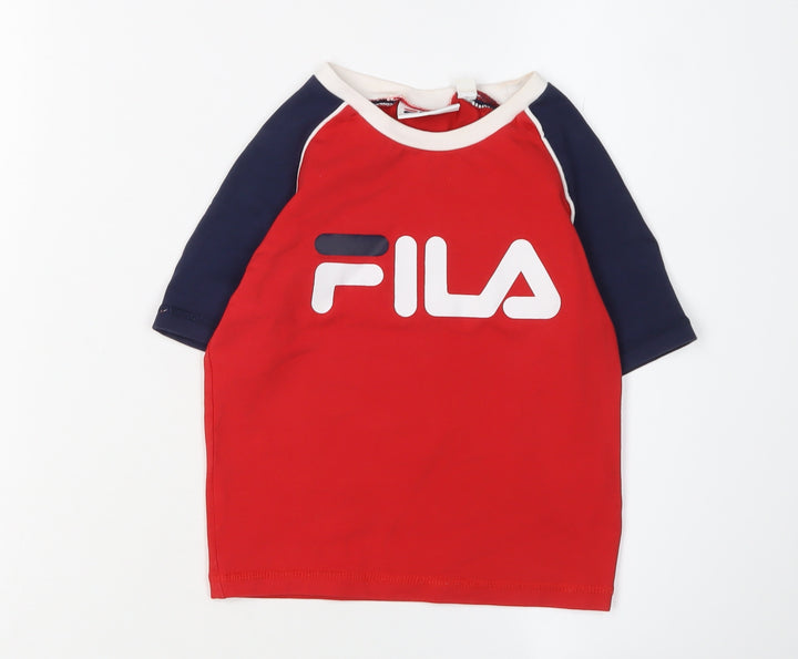 Fila Boys Red Graphic Print T-Shirt, Size 4 Years