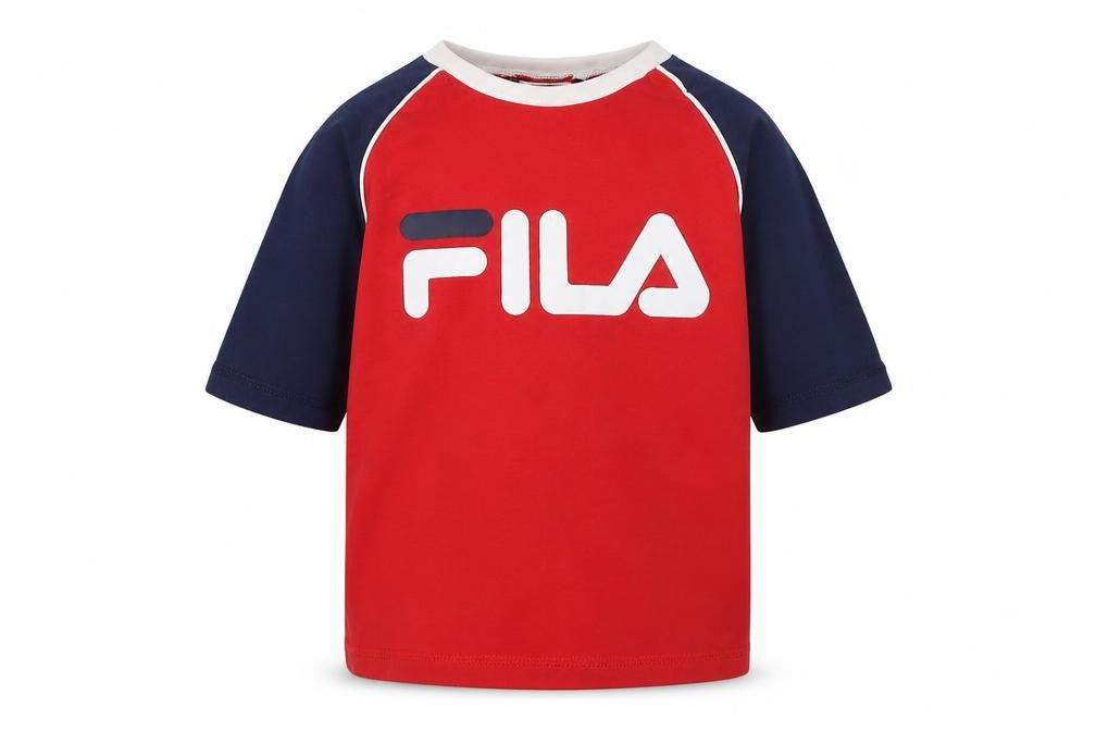 Front view of Fila boys’ red graphic print t-shirt, size 4, years
