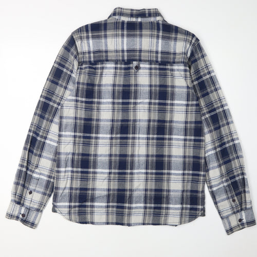 Weird Fish Men's Blue Plaid Cotton Shirt S