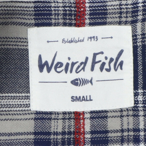 Weird Fish Men's Blue Plaid Cotton Shirt S