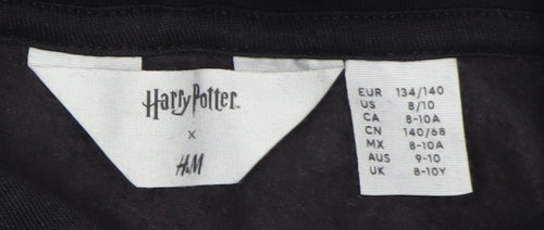 H&M Girls Black Harry Potter Hoodie Size 8-10 Pullover