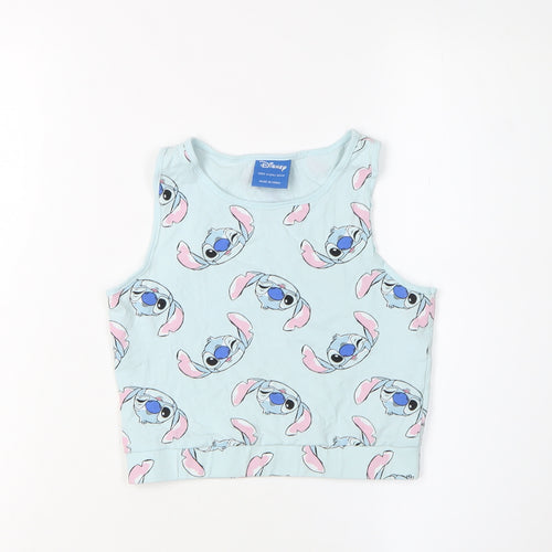 Disney Girls Blue Stitch Cropped Tank Top - 11-12 Years