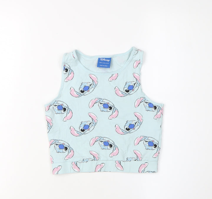 Disney Girls Blue Stitch Cropped Tank Top - 11-12 Years