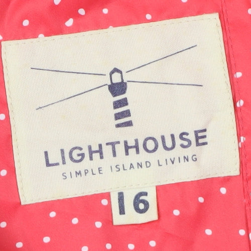 Lighthouse Women's Red Polka Dot Rain Coat, Size 16