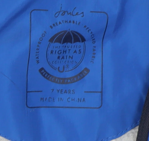 Joules Boys Blue Colourblock Rain Coat, 7 Years