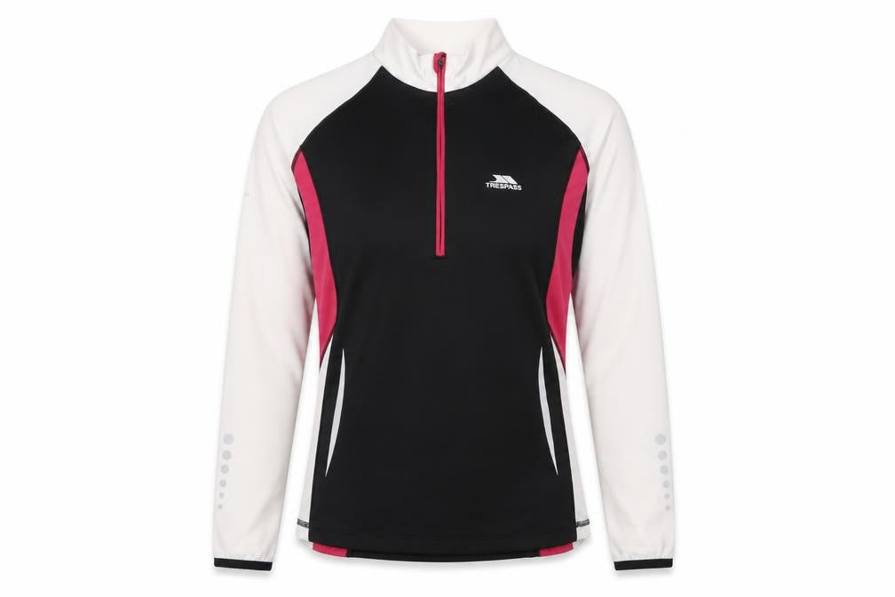 Front view of Trespass Women's Black Henley Sweatshirt, size M