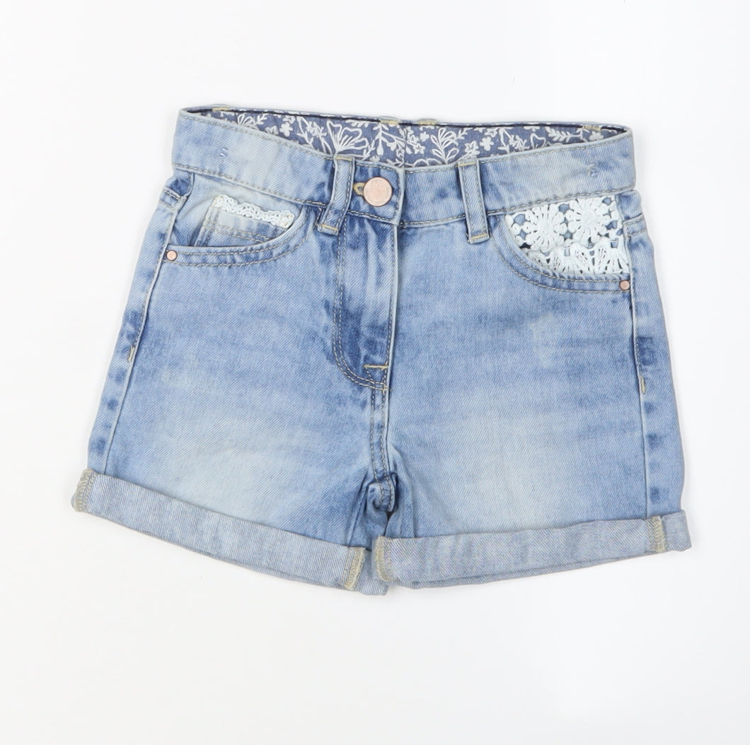 Next Girls Blue Denim Chino Shorts 3 Years