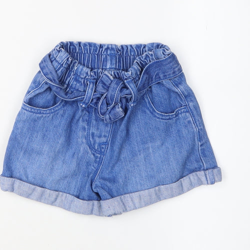 Next Blue Denim Paperbag Shorts for Unisex 12-18 Months