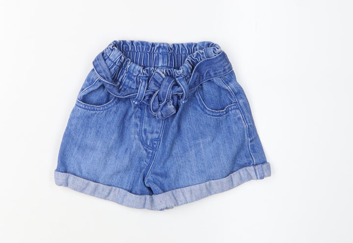 Next Blue Denim Paperbag Shorts for Unisex 12-18 Months