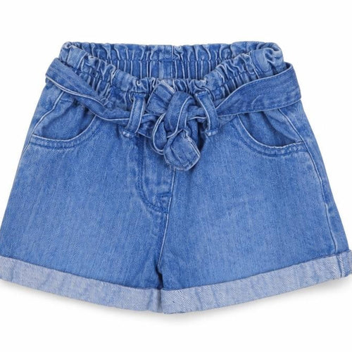 Next Blue Denim Paperbag Shorts for Unisex 12-18 Months