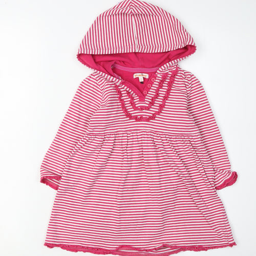 Blue Zoo Girls Striped Pink Hooded Dress, 3-4 Years