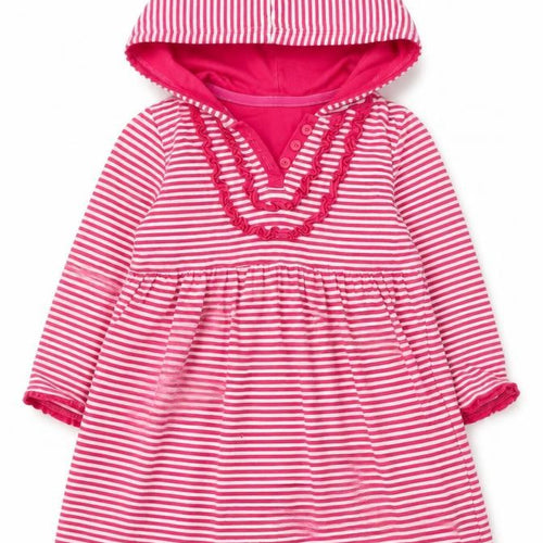 Blue Zoo Girls Striped Pink Hooded Dress, 3-4 Years
