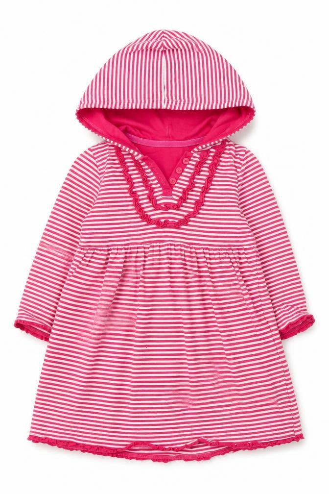 Blue Zoo Girls Striped Pink Hooded Dress, 3-4 Years