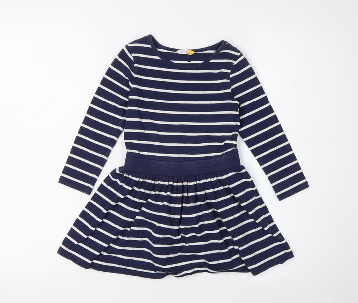 John Lewis Girls Blue Striped Skater Dress, 3 Years