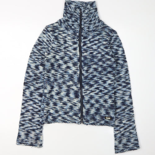 Hooch Women’s Blue Geometric Full Zip Knit Jumper