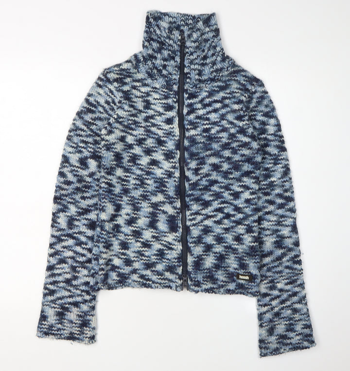 Hooch Women’s Blue Geometric Full Zip Knit Jumper
