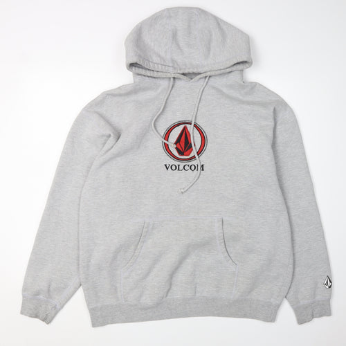 Volcom Men's Grey Logo Pullover Hoodie L