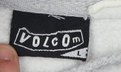 Volcom Men's Grey Logo Pullover Hoodie L