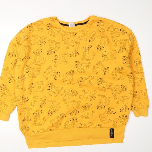 Disney Women's Yellow Animal Print Pullover Sweatshirt L
