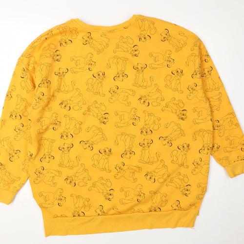 Disney Women's Yellow Animal Print Pullover Sweatshirt L